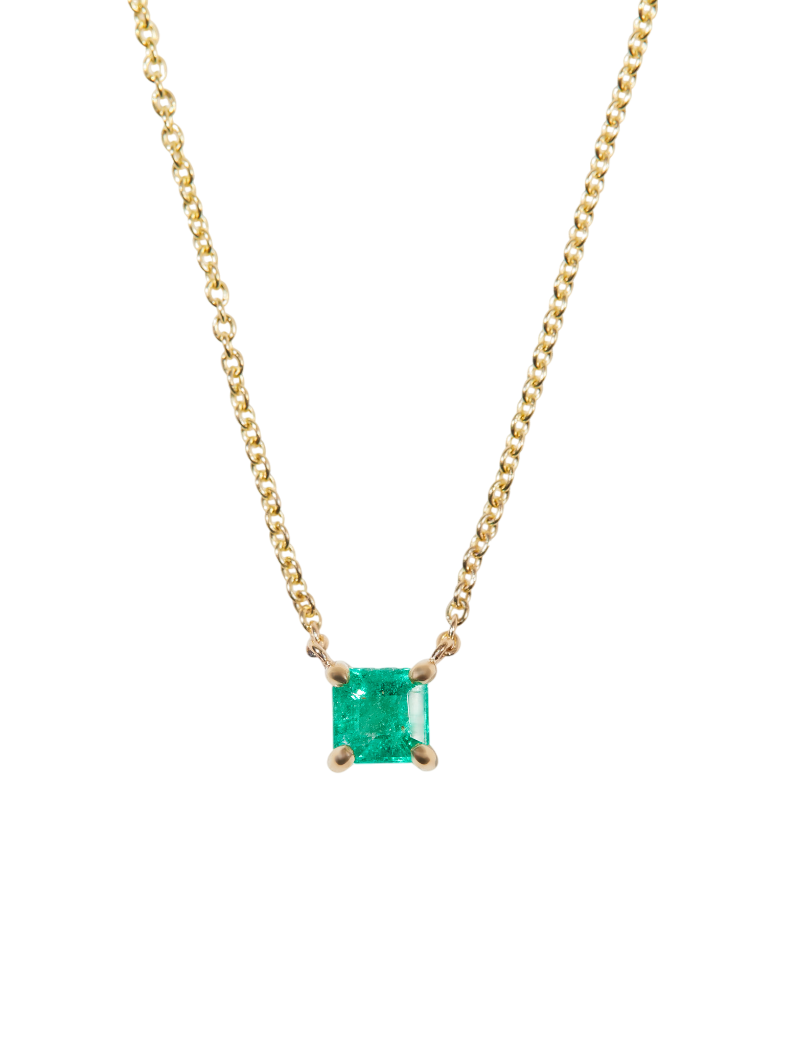 Emerald solitaire necklace